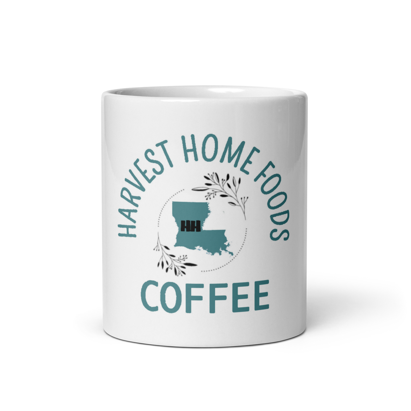 White glossy mug W/BLUE Logo