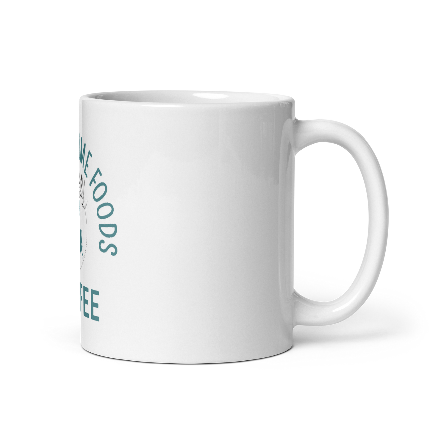 White glossy mug W/BLUE Logo