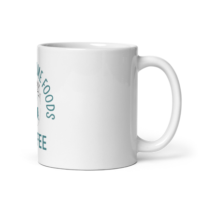 White glossy mug W/BLUE Logo