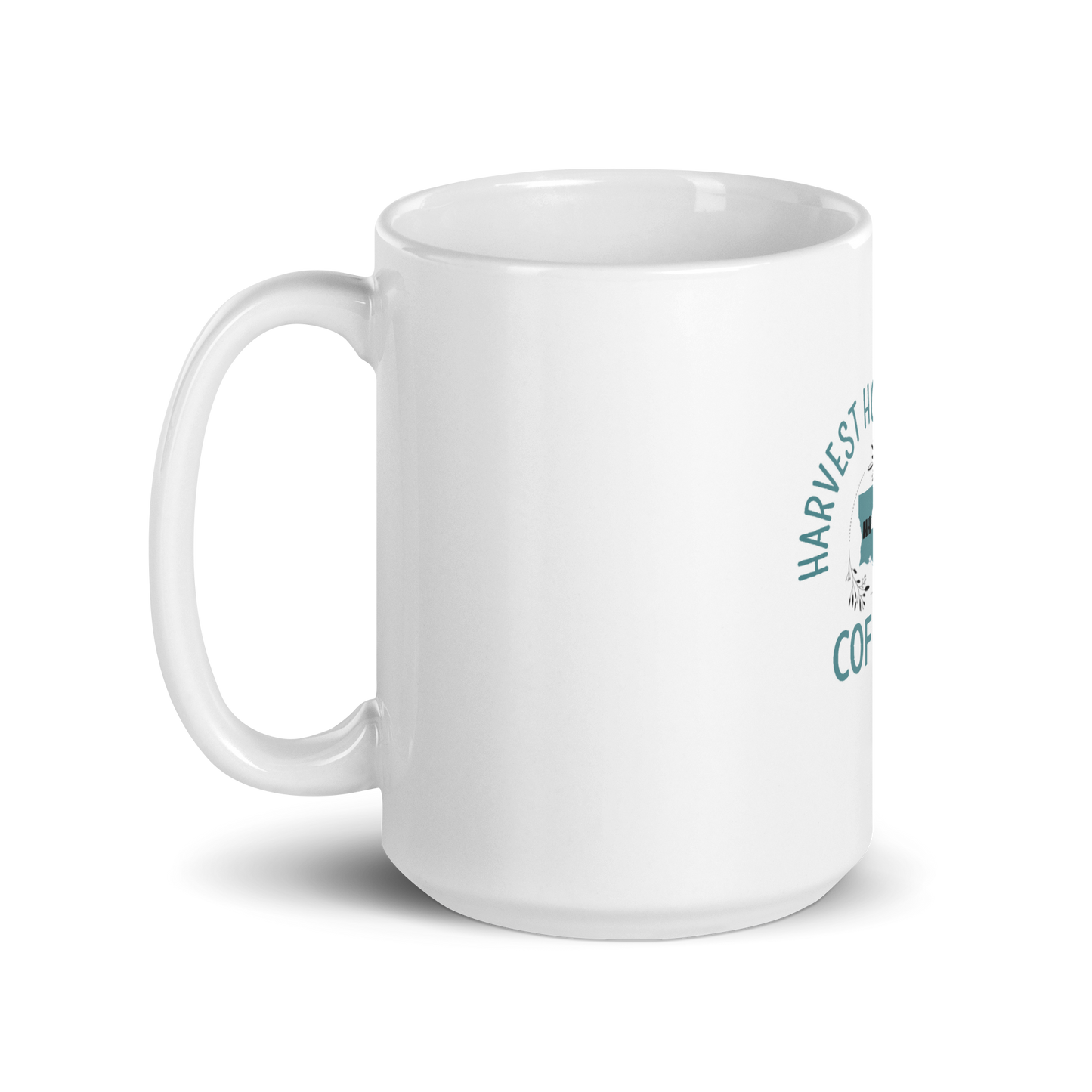 White glossy mug W/BLUE Logo