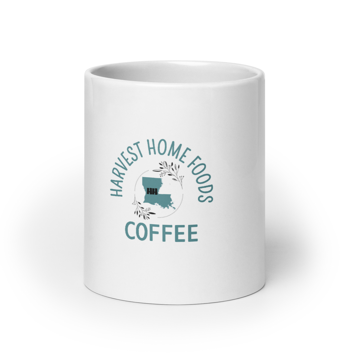 White glossy mug W/BLUE Logo